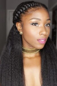 Natural hairstyle with braids