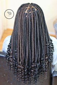 Curly knotless braids
