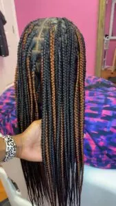 medium knotless braids with color