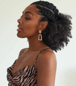 Side Braids with Curly Puff Ponytail