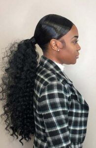 Curly Ponytail Hairstyle With Weave