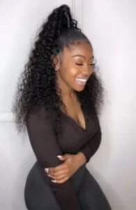 Curly and Long Ponytail Hairstyle with Weave