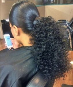 Low Curly Ponytail With Weave