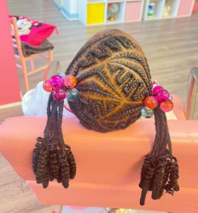 Cornrows Ponytails with Curled Ends