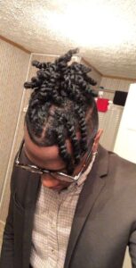 Faded Chunk Twists Updo Style For Men