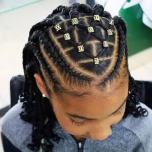 Criss-Cross Rubber Band Cornrows Hairstyle
