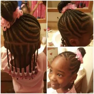Curved Cornrows in a Twisted Bun