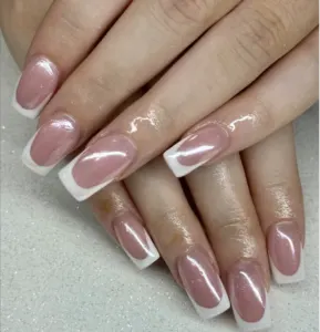 White French With Pearl Nails