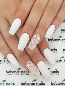 White nails with designs