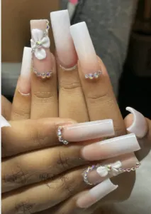 White and Beige Ombre Nails