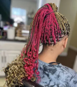 red and blonde braids