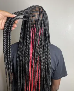 Black and pink peekaboo braids