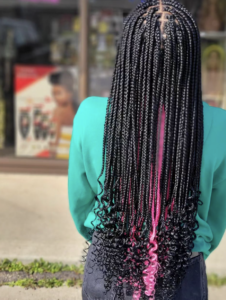 Black pink peekaboo braids