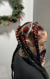 Red and black braids
