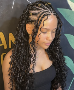Boho Fulani Braids With Deep Wave Curls